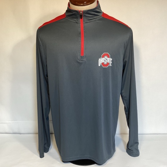 Ohio State Buckeyes Scarlet & Gray 1/4 zip pullover shirt jacket men’s medium - Picture 1 of 10